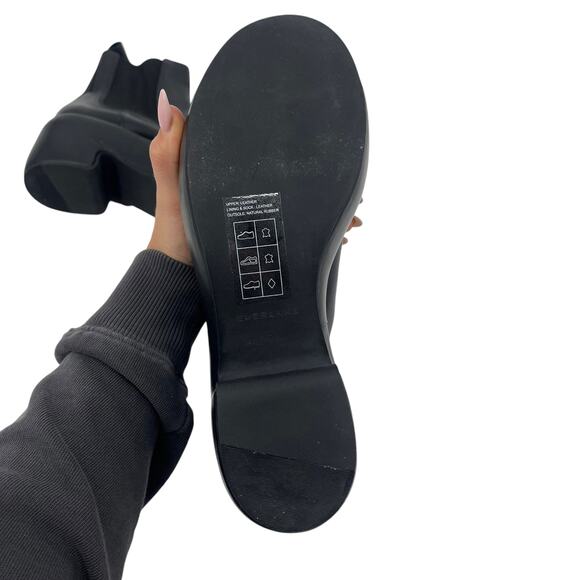 EVERLANE The Puffa Chelsea Boot Black Leather Pull On High Heel Platform 9 NEW - Picture 5 of 6